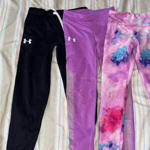 Under Armour Kids' Black, Purple, and Multicolor Leggings